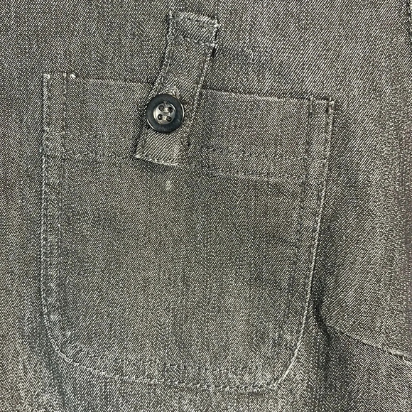 SANDRO Sportswear Stretch Denim Shirt Dress Black Tab Sleeve Button Up Collar 12 - Picture 6 of 12